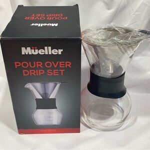 Mueller 300 ml Pour Over Coffee Maker Clear Glass Carafe 2 Cups Model GS-710